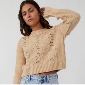 Free People Bell Song Pullover Mockneck Fan Crochet Sweater Size Small